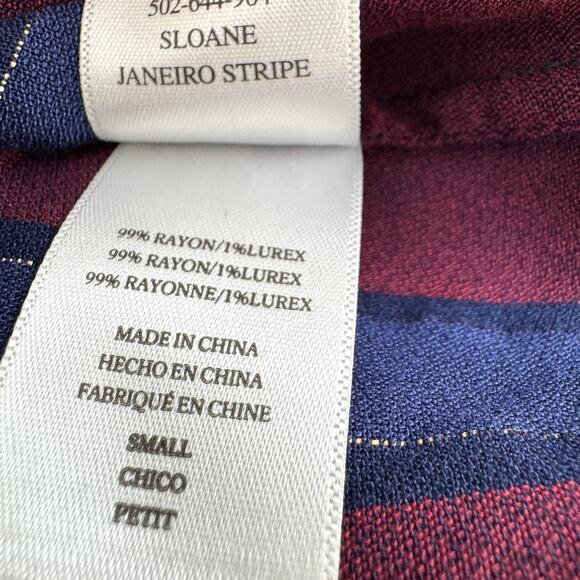Rails Womens Sloane Blouse Top Size S Metallic Waist Tie Janiero Stripe Dark Red - Picture 5 of 7